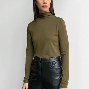 Oak + Fort Mock Neck Long Sleeve Top